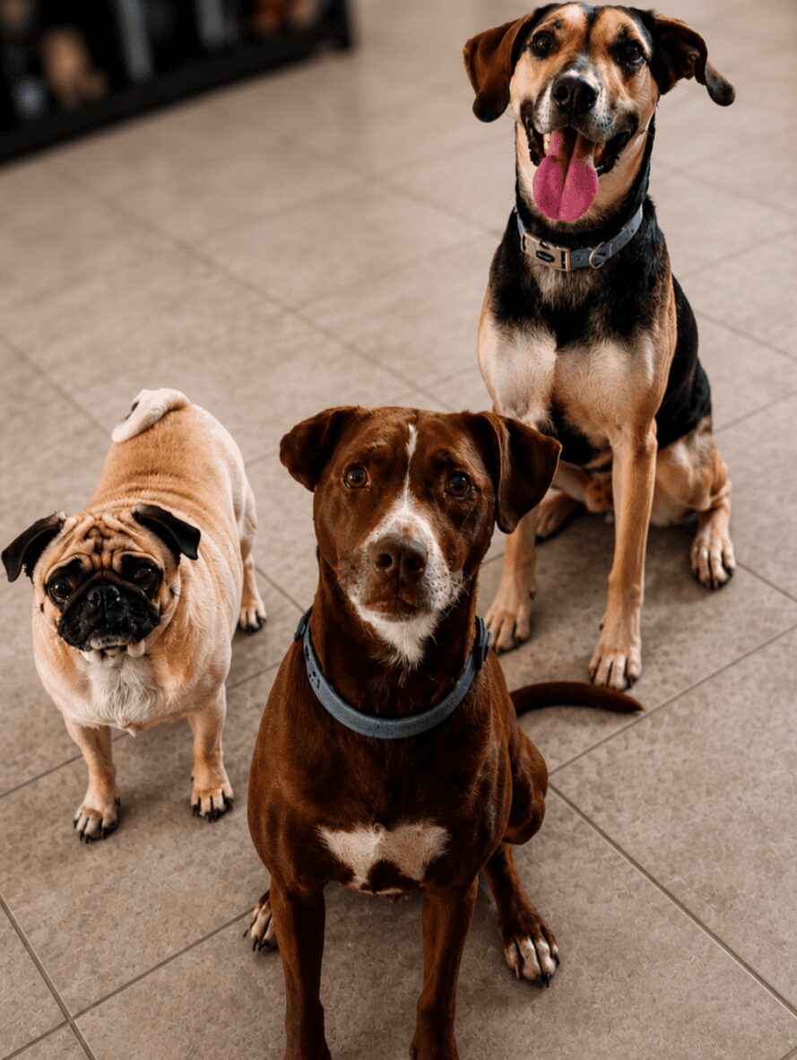 Loki with his family after finishing resource guarding, obedience, recall, and loose-leash training