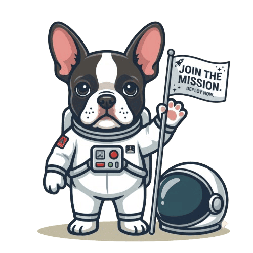 Waving puppy astronaut